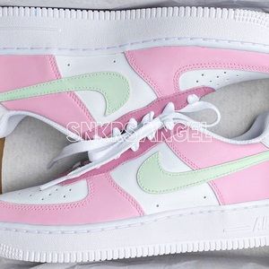 Nike custom air force 1 sneakers baby pink mint